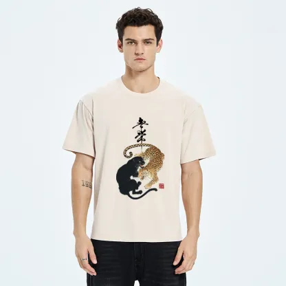 Tokyo-Tiger Impermanence Balance-Leopard Washed T-Shirt