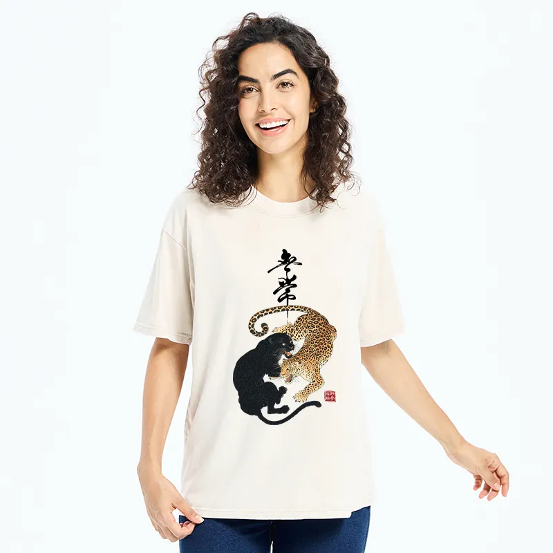 Tokyo-Tiger Impermanence Balance-Leopard Washed T-Shirt