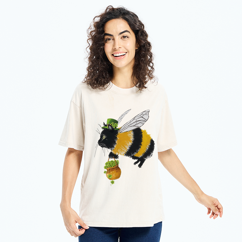 Tokyo-Tiger Lucky Buzz Cat Washed T-Shirt