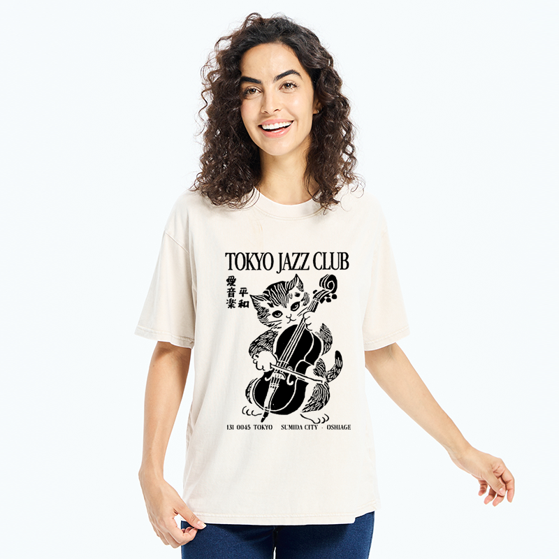 Tokyo-Tiger Tokyo Jazz Kitty Washed T-Shirt
