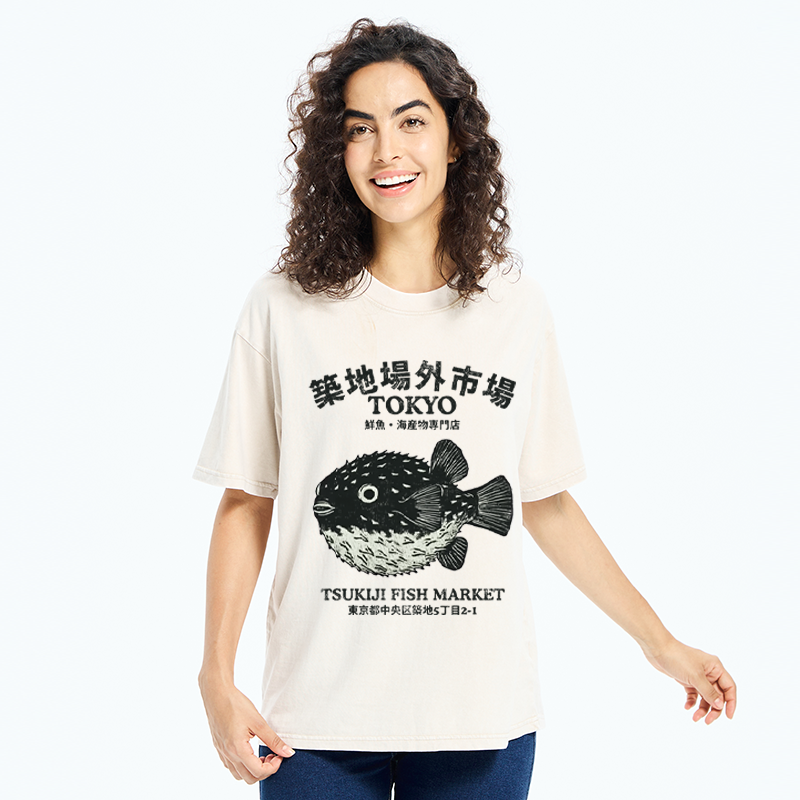 Tokyo-Tiger Pufferfish Tokyo Washed T-Shirt