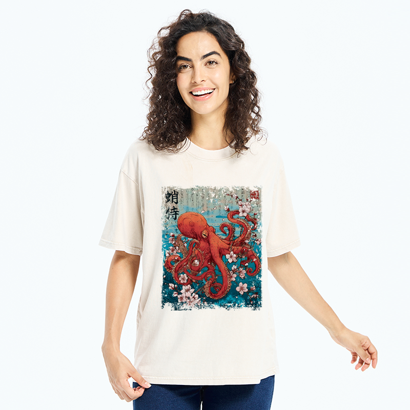 Tokyo-Tiger The Eight-Armed Samurai Washed T-Shirt