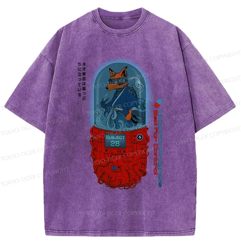 Tokyo-Tiger Fox Samurai Washed T-Shirt