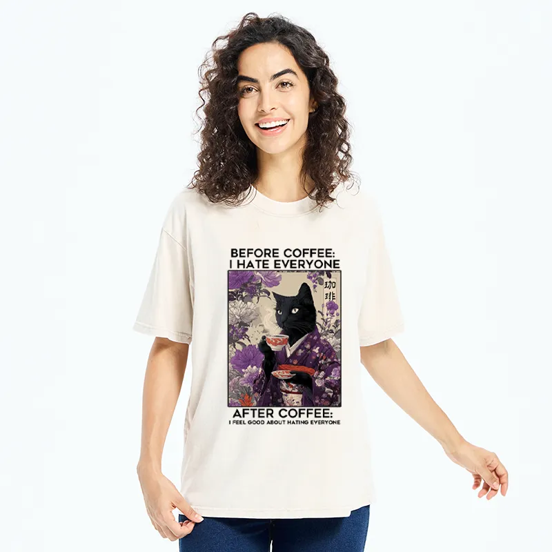 Tokyo-Tiger Coffee First, Humans Later Washed T-Shirt