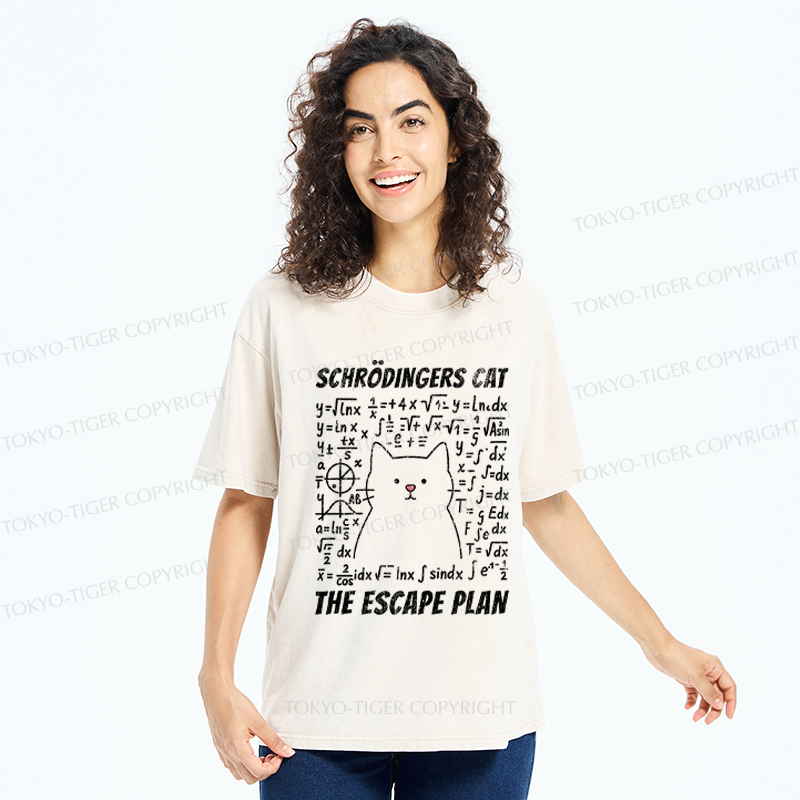 Tokyo-Tiger Funny Schrödinger's Cat Escape Math Meme T-Shirt 