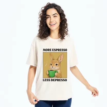 Tokyo-Tiger Rabbit Drink More Coffee Washed T-Shirt