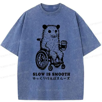 Tokyo-Tiger Possum In A Wheelchair Washed T-Shirt