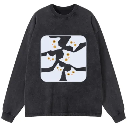 Tokyo-Tiger Cats Are Watching You Washed Long Sleeve T-Shirt