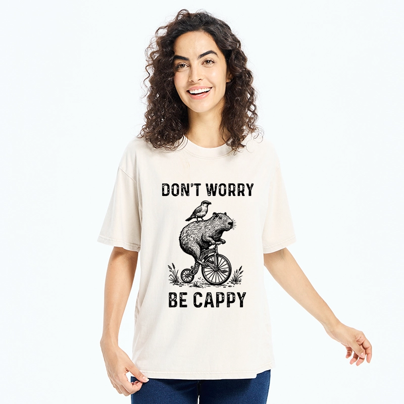 Tokyo-Tiger Happy Capybara on Wheels Washed T-Shirt