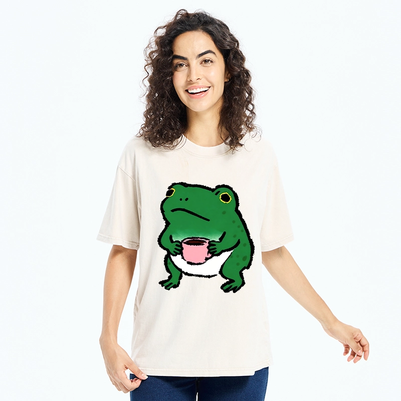 Tokyo-Tiger Green Frog With A Mug Washed T-Shirt