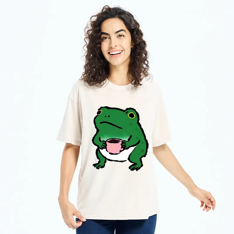 Tokyo-Tiger Green Frog With A Mug Washed T-Shirt