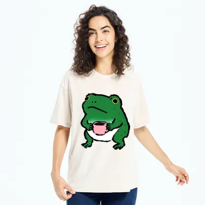 Tokyo-Tiger Green Frog With A Mug Washed T-Shirt