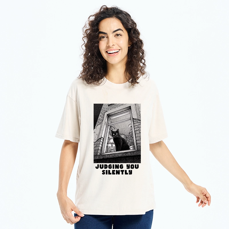 Tokyo-Tiger The Judging Black Cat Washed T-Shirt