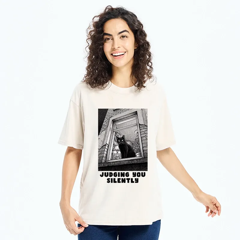 Tokyo-Tiger The Judging Black Cat Washed T-Shirt