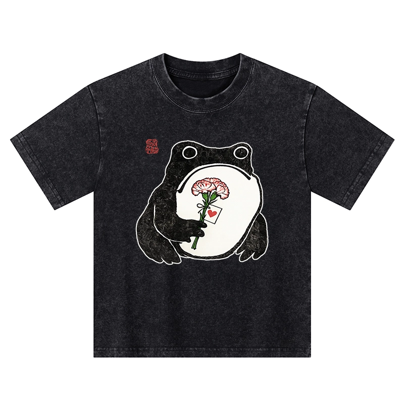 Tokyo-Tiger The Frog Holding A Carnation Kids Washed T-Shirt