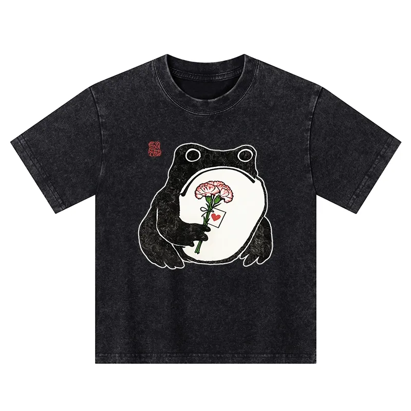 Tokyo-Tiger The Frog Holding A Carnation Kids Washed T-Shirt