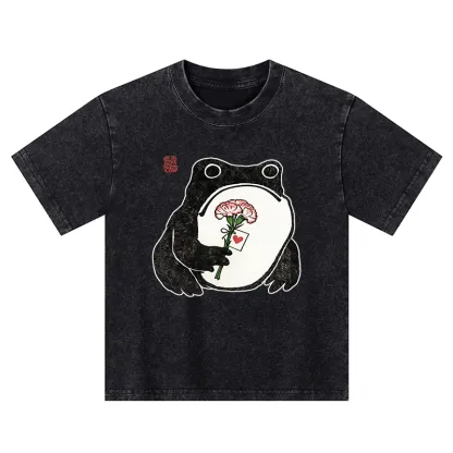 Tokyo-Tiger The Frog Holding A Carnation Kids Washed T-Shirt