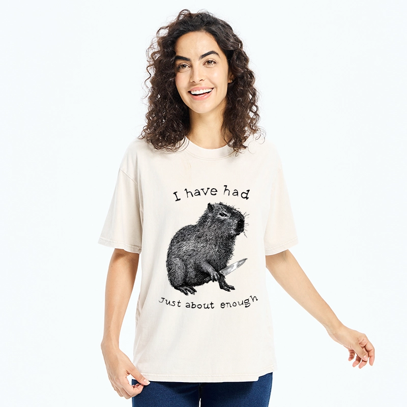 Tokyo-Tiger Capybara With A Knife Washed T-Shirt