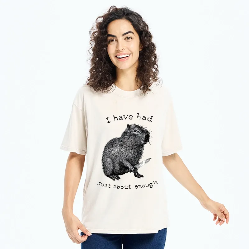 Tokyo-Tiger Capybara With A Knife Washed T-Shirt