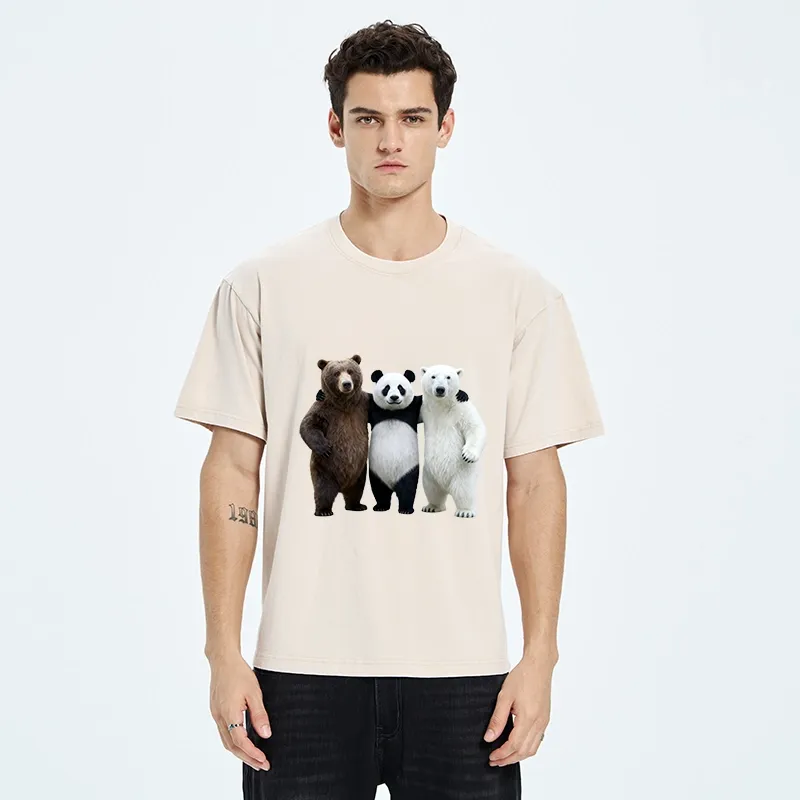 Tokyo-Tiger Three Bears Stand Together Washed T-Shirt