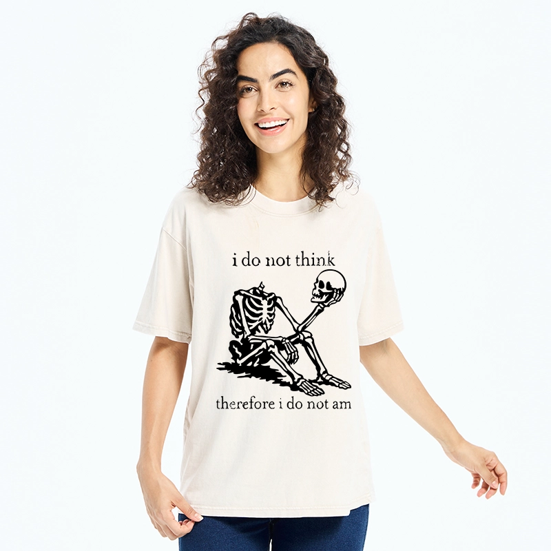 Tokyo-Tiger Philosophical Skeleton Meme Washed T-Shirt