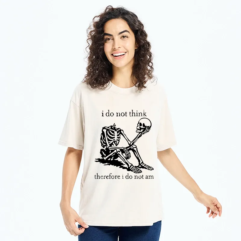 Tokyo-Tiger Philosophical Skeleton Meme Washed T-Shirt