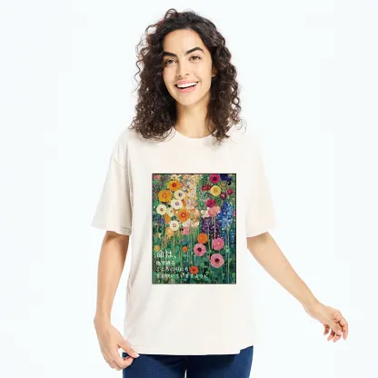 Tokyo-Tiger Colorful Flower Field Painting Washed T-Shirt