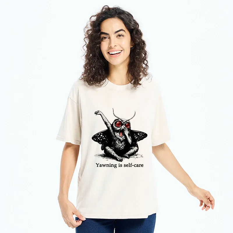 Tokyo-Tiger Yawning Is The Best Self Care Washed T-Shirt