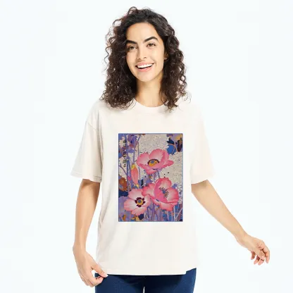 Tokyo-Tiger Vintage Japanese Poppy Art Washed T-Shirt