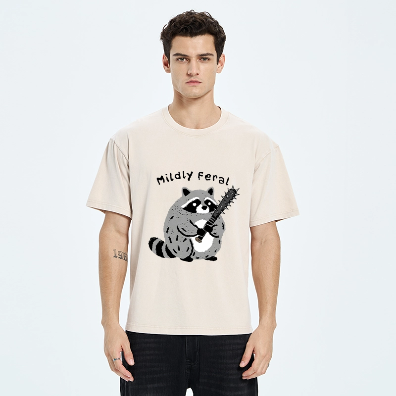 Tokyo-Tiger Cute But Feral Raccoon Cartoon Washed T-Shirt