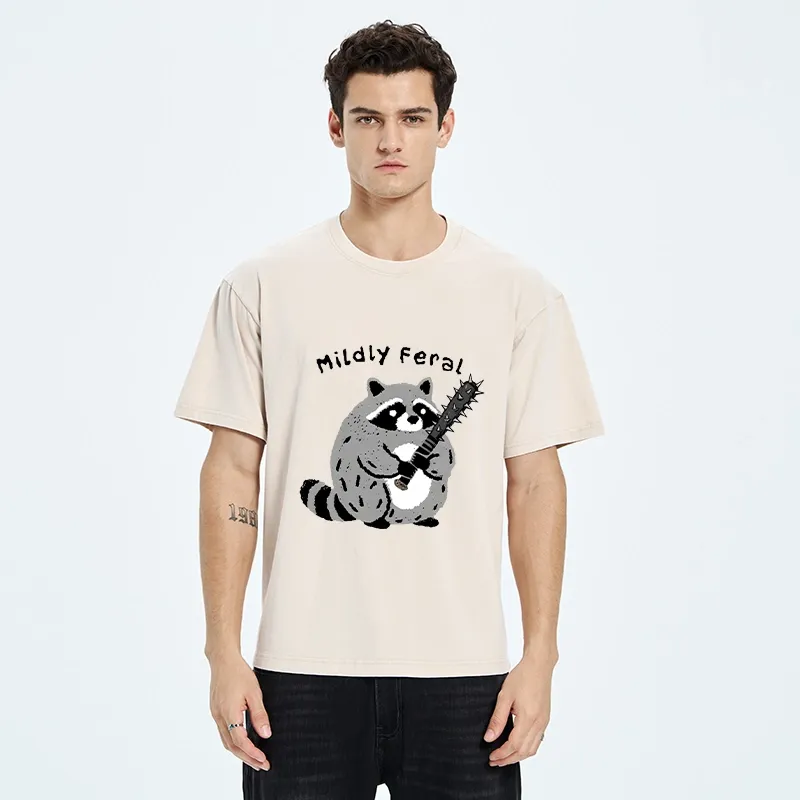 Tokyo-Tiger Cute But Feral Raccoon Cartoon Washed T-Shirt