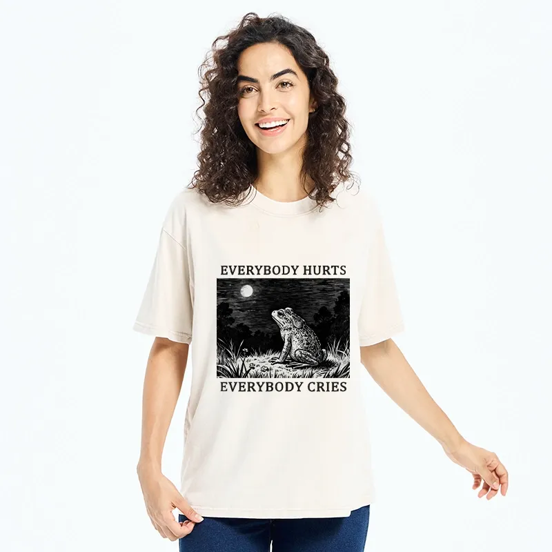 Tokyo-Tiger Lonely Frog Under Moonlight Washed T-Shirt