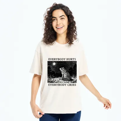 Tokyo-Tiger Lonely Frog Under Moonlight Washed T-Shirt