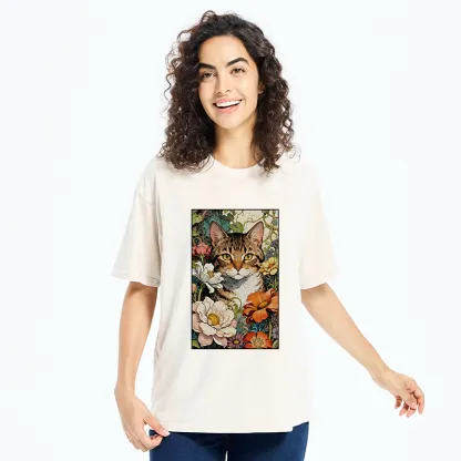 Tokyo-Tiger A Cat Hidden In Flowers Washed T-Shirt