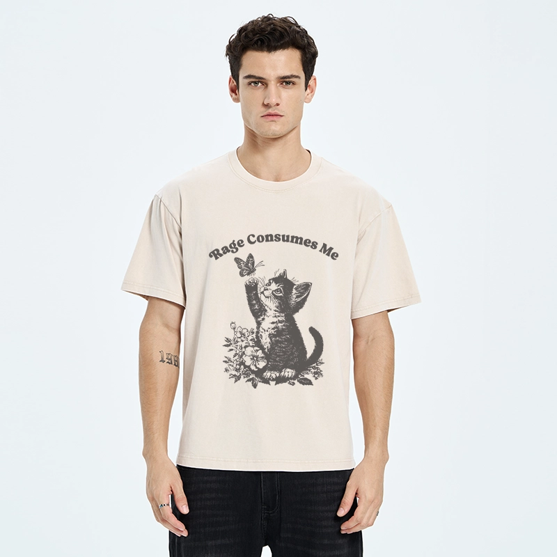 Tokyo-Tiger Rage Consumes Me Kitten Meme Washed T-Shirt