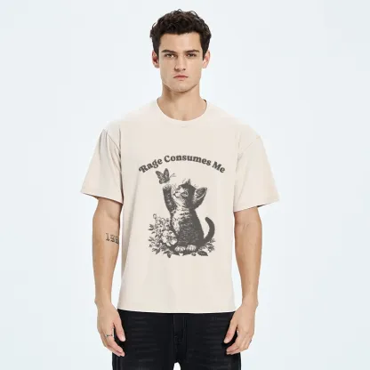 Tokyo-Tiger Rage Consumes Me Kitten Meme Washed T-Shirt