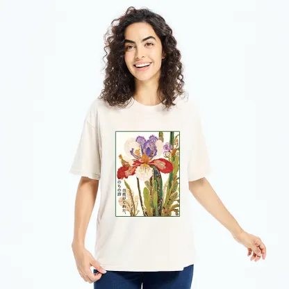 Tokyo-Tiger Vintage Japanese Flower Painting Washed T-Shirt