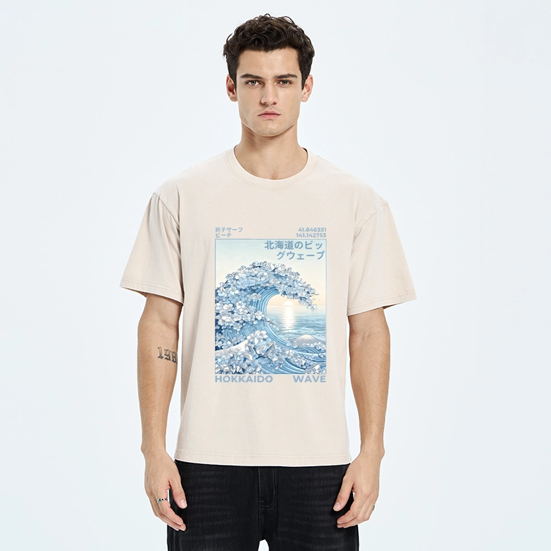 Tokyo-Tiger Crystal Great Wave Art Washed T-Shirt