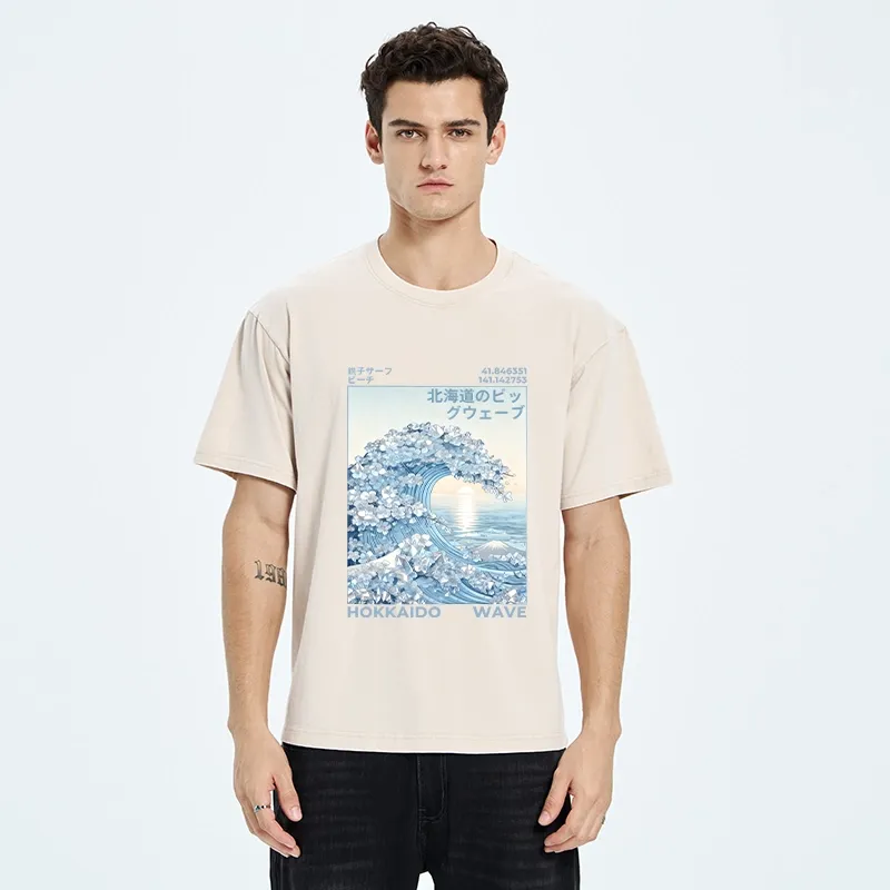Tokyo-Tiger Crystal Great Wave Art Washed T-Shirt