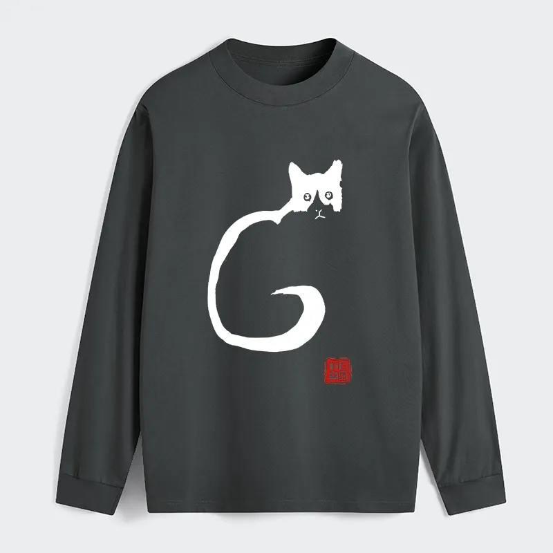 Tokyo-Tiger Calm Cat In Simple Lines Long Sleeve T-Shirt Sale