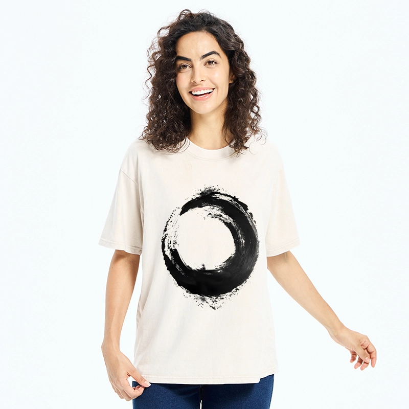 Tokyo-Tiger Zen Boat Man In Ink Circle Washed T-Shirt