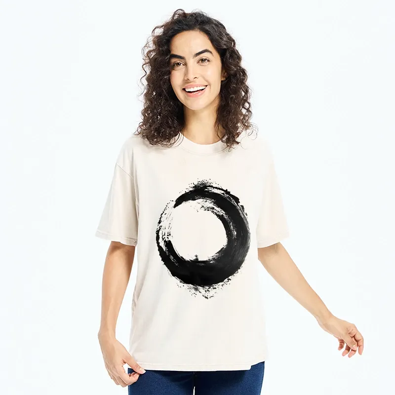 Tokyo-Tiger Zen Boat Man In Ink Circle Washed T-Shirt