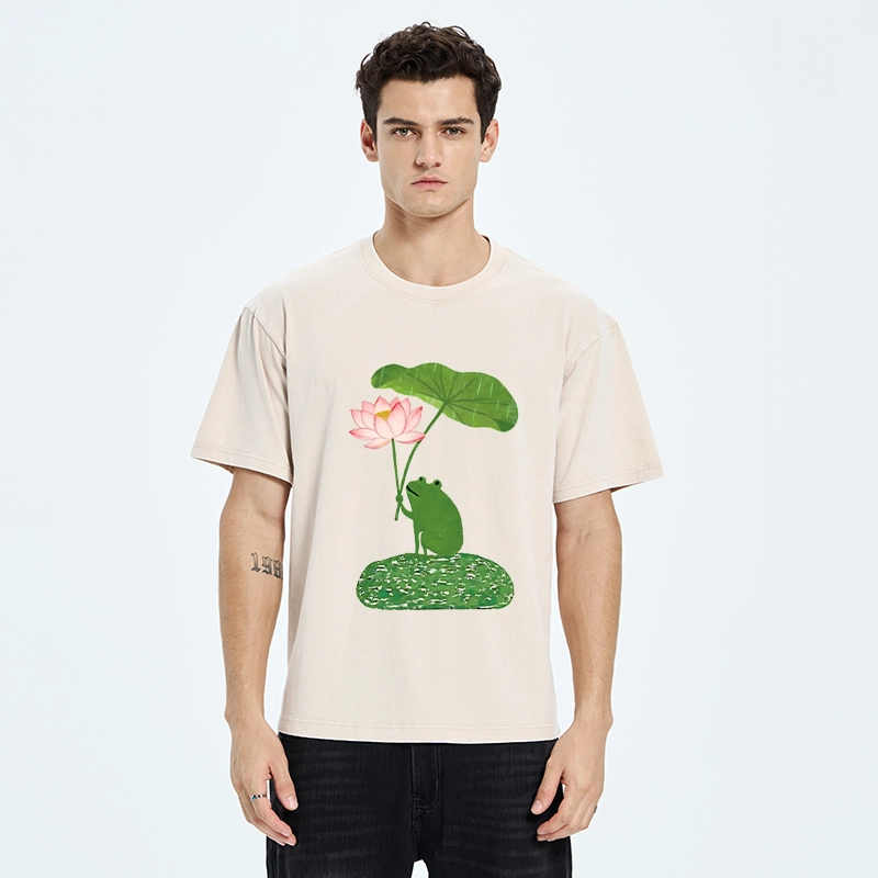 Tokyo-Tiger Frog With Lotus Umbrella Meme Washed T-Shirt