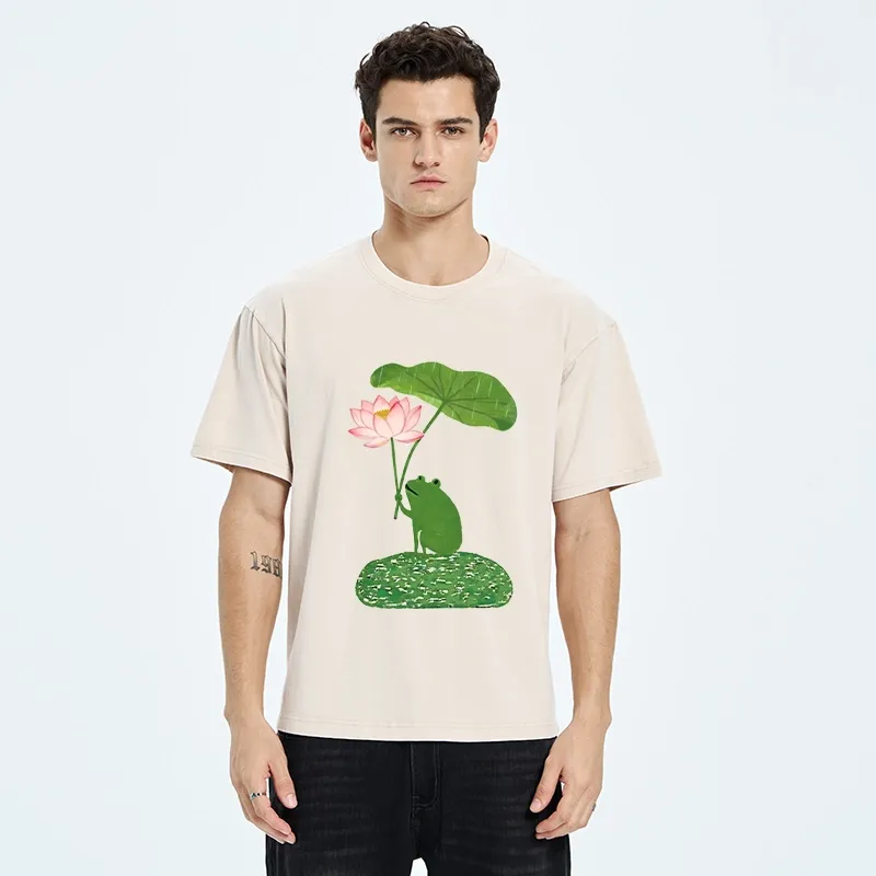 Tokyo-Tiger Frog With Lotus Umbrella Meme Washed T-Shirt