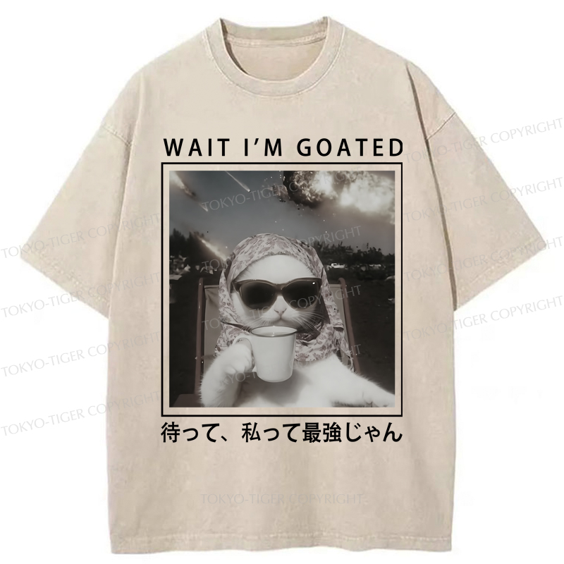 Tokyo-Tiger Elegant And Sarcastic Cat Washed T-Shirt