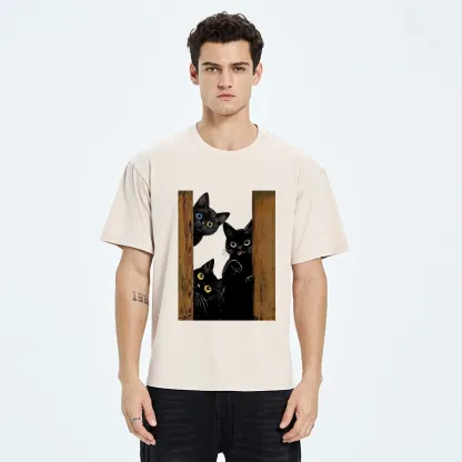 Tokyo-Tiger Funny Cats Spying On You Washed T-Shirt