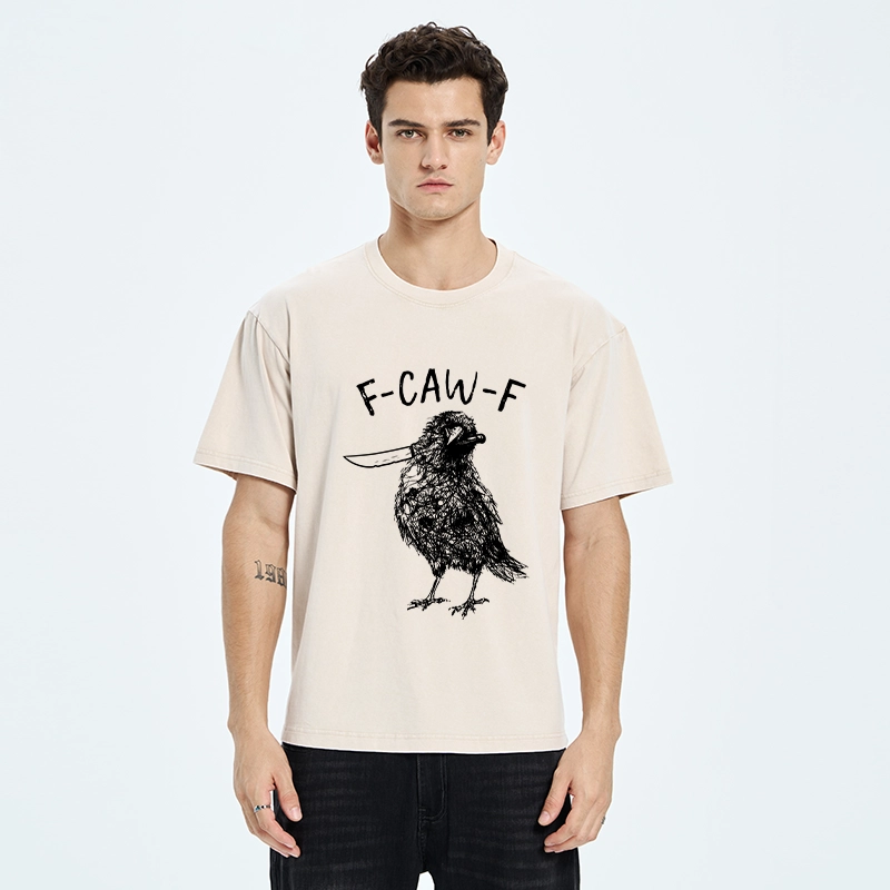 Tokyo-Tiger Angry Crow With A Knife Meme Washed T-Shirt