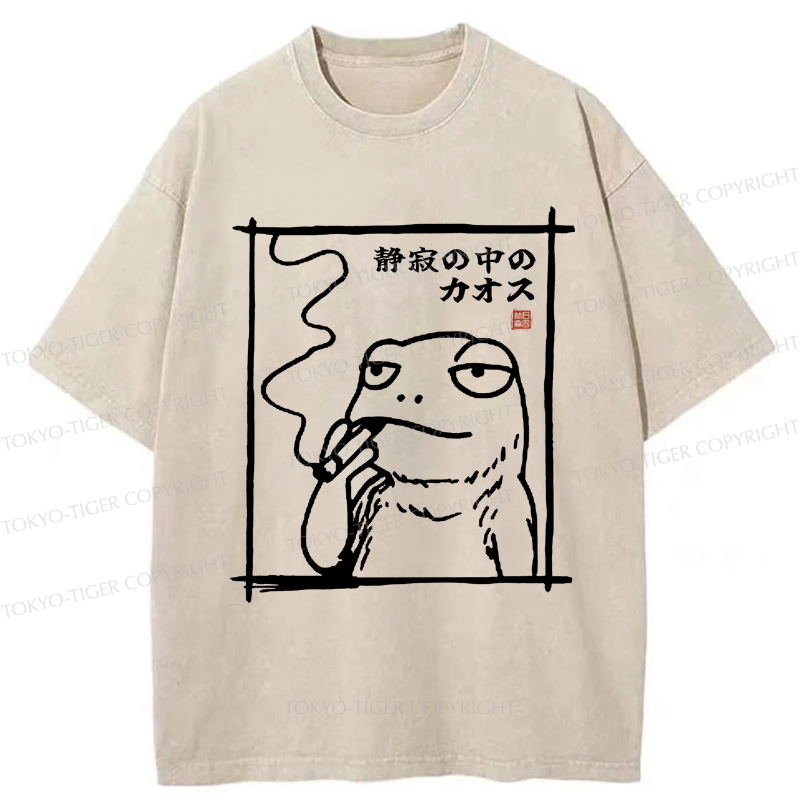 Tokyo-Tiger Chaos in the Silence of the Frog Washed T-Shirt