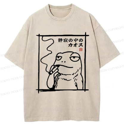 Tokyo-Tiger Chaos in the Silence of the Frog Washed T-Shirt