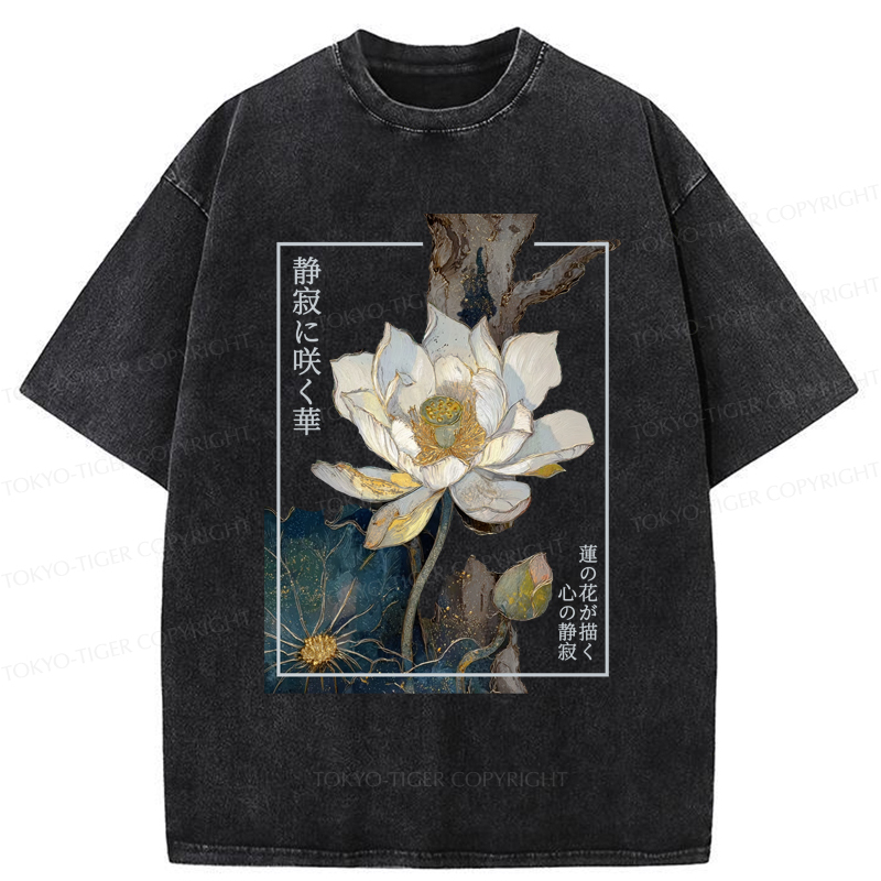 Tokyo-Tiger Blooming Lotus Japan Washed T-Shirt